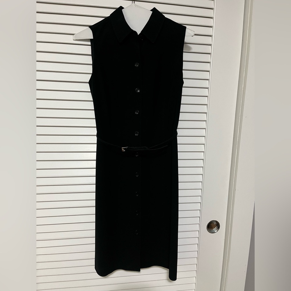 Ann Taylor Black Button-Down Midi Dress